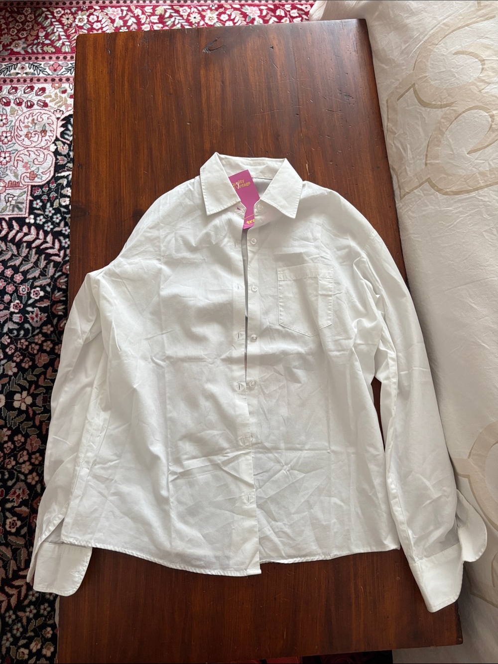 Vintage White Button-Front Cotton Blouse